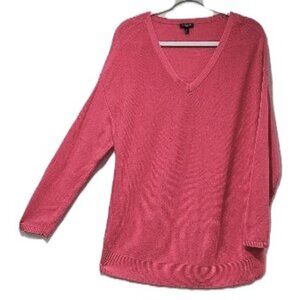 TALBOTS ROSE PINK V-NECK LIGHTWEIGHT LONG SLEEVE SPRING SUMMER SWEATER 1x